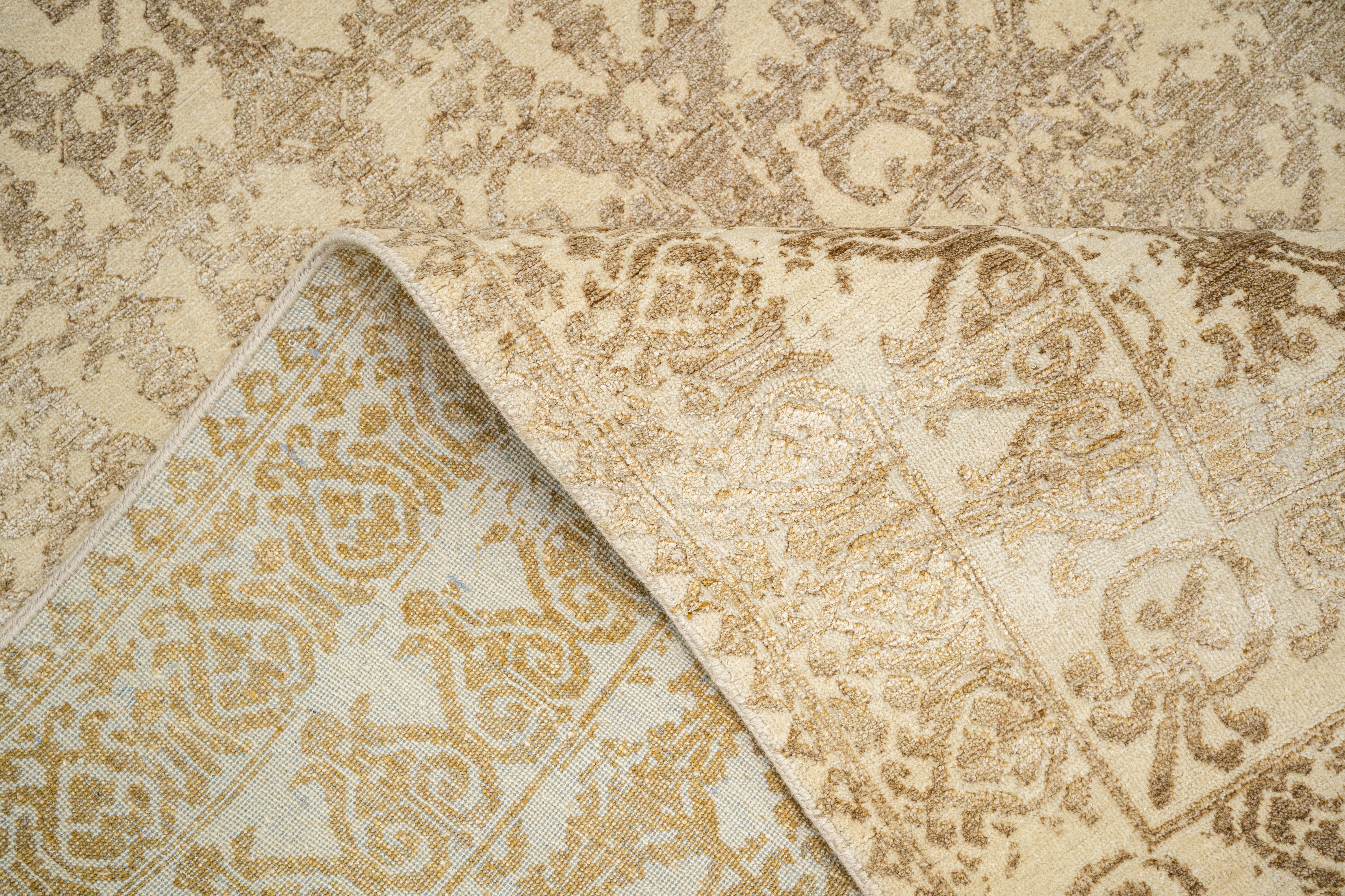 Handknotted Carpet, DIA-465 EKT-JK- 7, Dark Vanilla & Raw Umber